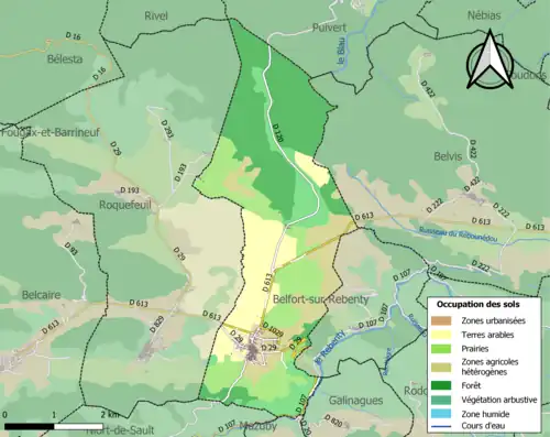 Carte en couleurs présentant l'occupation des sols.