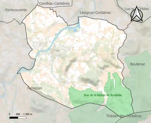 Carte de la ZNIEFF de type 1 sur la commune.