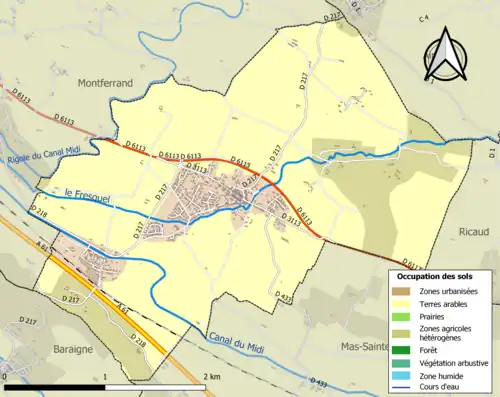 Carte en couleurs présentant l'occupation des sols.