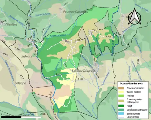 Carte en couleurs présentant l'occupation des sols.