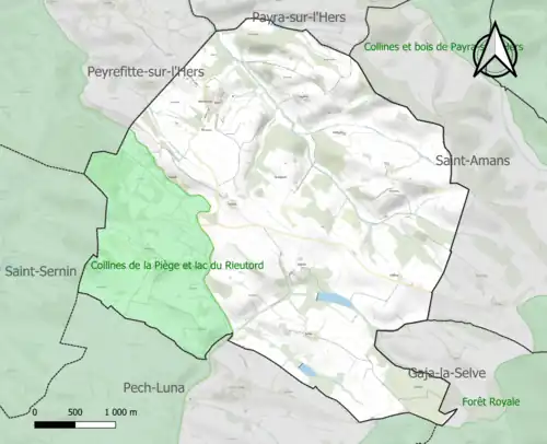 Carte de la ZNIEFF de type 1 sur la commune.