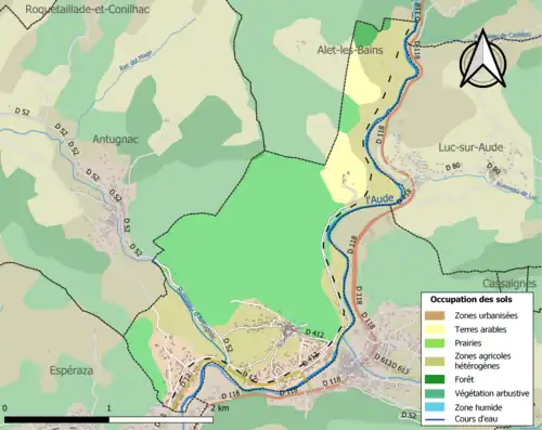 Carte en couleurs présentant l'occupation des sols.