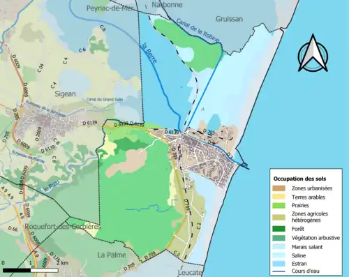 Carte en couleurs présentant l'occupation des sols.