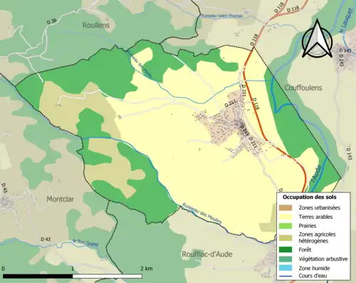 Carte en couleurs présentant l'occupation des sols.