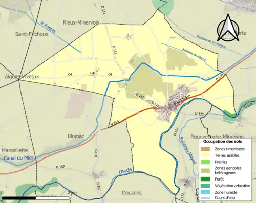 Carte en couleurs présentant l'occupation des sols.