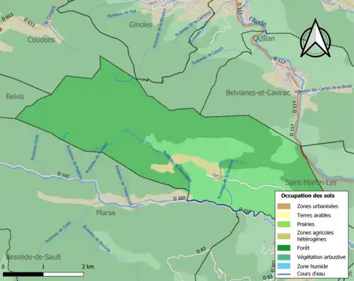 Carte en couleurs présentant l'occupation des sols.