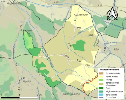 Carte en couleurs présentant l'occupation des sols.