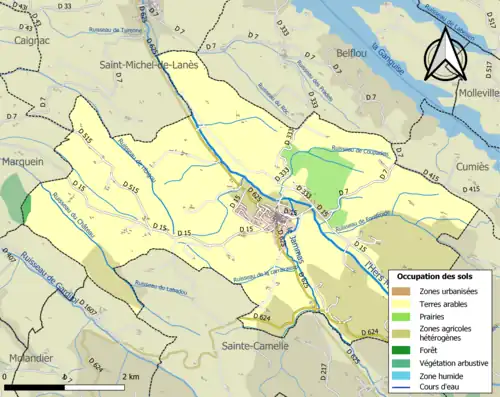Carte en couleurs présentant l'occupation des sols.