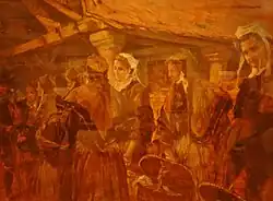 Arthur Midy : Femmes au marché du Faouët (vers 1936, musée du Faouët)