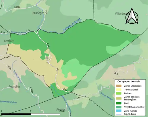 Carte en couleurs présentant l'occupation des sols.
