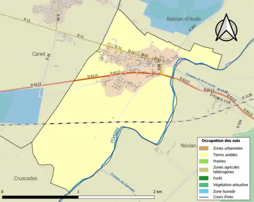Carte en couleurs présentant l'occupation des sols.