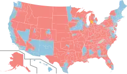 Carte des circonscriptions selon la couleur politique du représentant.