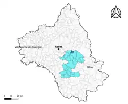 Arques dans le canton de Raspes et Lévezou en 2020.