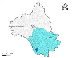 Combret dans l'arrondissement de Millau en 2020.