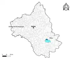 Comprégnac dans le canton de Millau-1 en 2020.