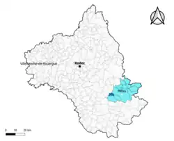 Comprégnac dans l'intercommunalité en 2020.