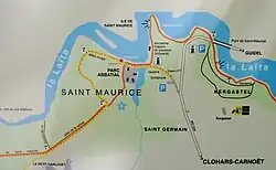 Plan de l'abbaye Saint-Maurice de Carnoët et de ses environs (panneau d'information touristique placé près de l'abbaye).