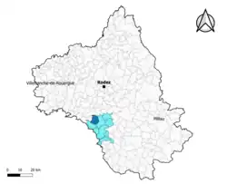 Rullac-Saint-Cirq dans l'intercommunalité en 2020.