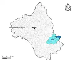 Veyreau dans l'intercommunalité en 2020.