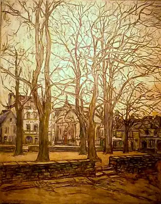 La Place plantée. Le Faouët, huile sur toile, musée du Faouët.