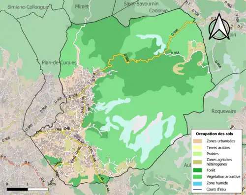 Carte en couleurs présentant l'occupation des sols.