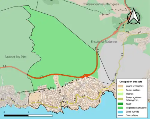 Carte en couleurs présentant l'occupation des sols.