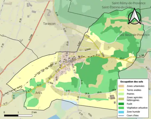 Carte en couleurs présentant l'occupation des sols.