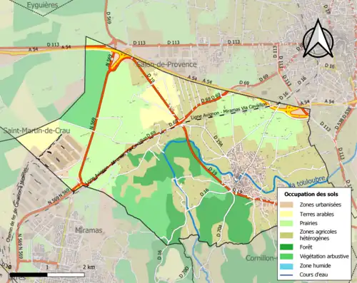 Carte en couleurs présentant l'occupation des sols.