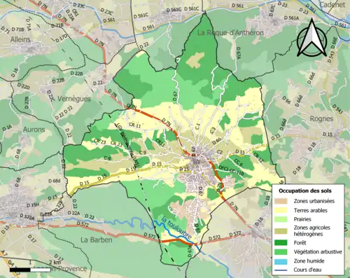 Carte en couleurs présentant l'occupation des sols.