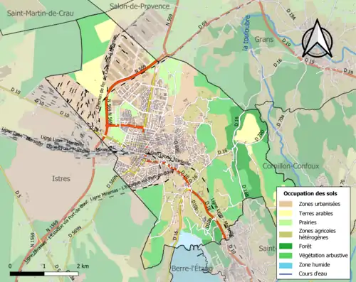 Carte en couleurs présentant l'occupation des sols.