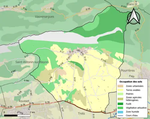 Carte en couleurs présentant l'occupation des sols.