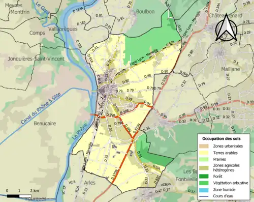 Carte en couleurs présentant l'occupation des sols.