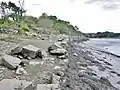 Ancien quai servant à l'exportation des blocs de kersantite le long de la rive nord de la ria du Camfrout près de Kersanton.