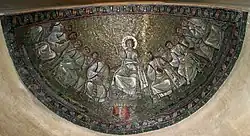 L'enseignement de Jésus aux apôtres, mosaïque à fond d'or de la chapelle de Sant'Aquilino de la basilique Saint-Laurent de Milan, fin du IVe&nbsp;siècle.