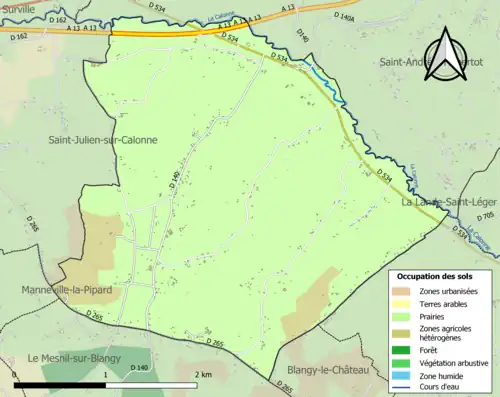 Carte en couleurs présentant l'occupation des sols.