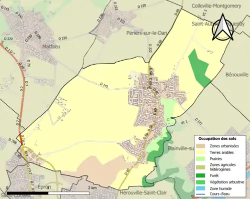 Carte en couleurs présentant l'occupation des sols.
