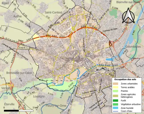 Carte en couleurs présentant l'occupation des sols.