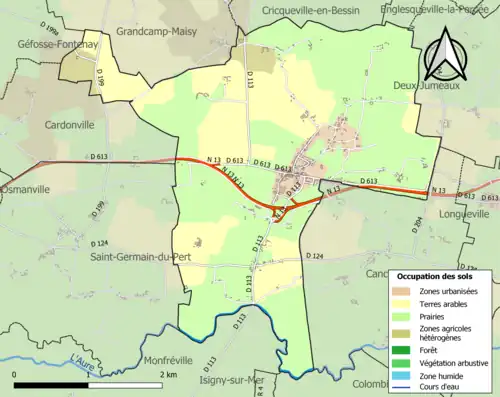 Carte en couleurs présentant l'occupation des sols.