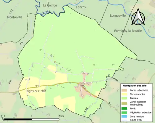 Carte en couleurs présentant l'occupation des sols.