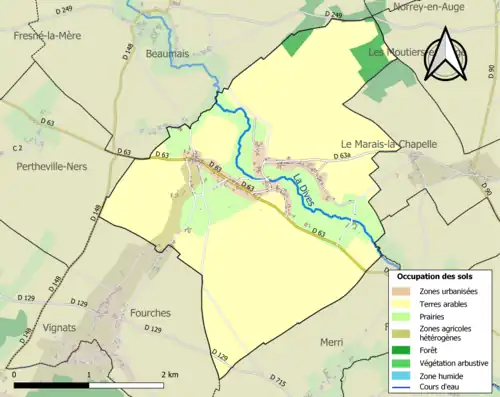 Carte en couleurs présentant l'occupation des sols.