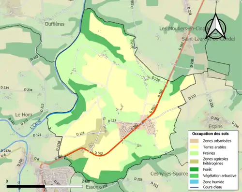 Carte en couleurs présentant l'occupation des sols.