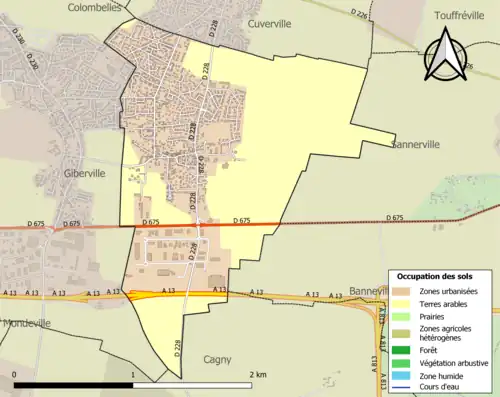 Carte en couleurs présentant l'occupation des sols.