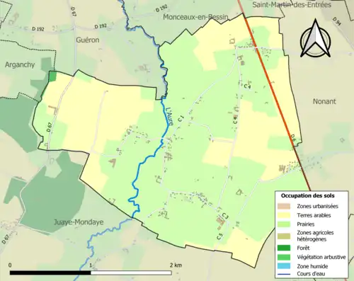 Carte en couleurs présentant l'occupation des sols.