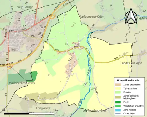 Carte en couleurs présentant l'occupation des sols.