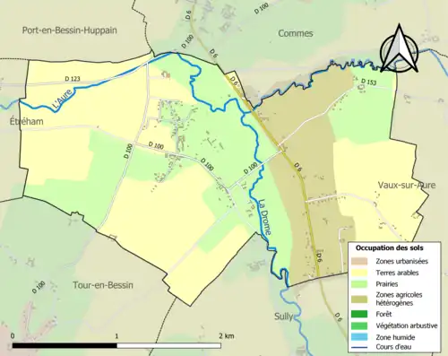Carte en couleurs présentant l'occupation des sols.