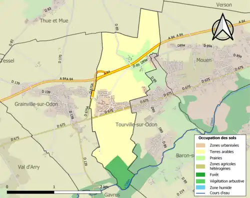 Carte en couleurs présentant l'occupation des sols.