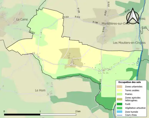 Carte en couleurs présentant l'occupation des sols.