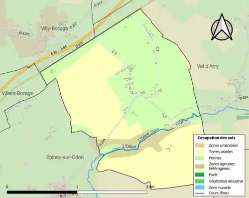 Carte en couleurs présentant l'occupation des sols.