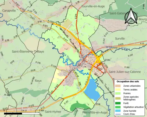 Carte en couleurs présentant l'occupation des sols.