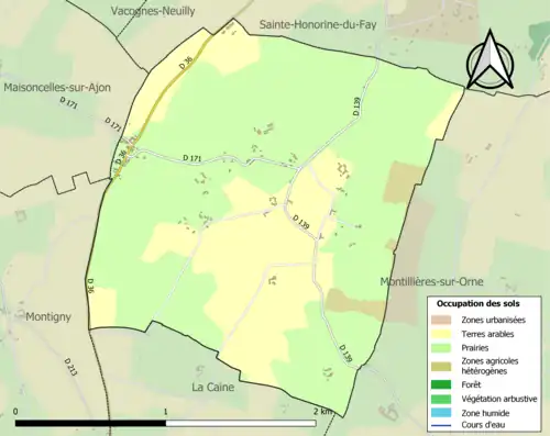 Carte en couleurs présentant l'occupation des sols.